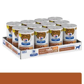 Hill's Prescription Diet k/d + j/d Kidney + Mobility Care Chicken & Vegetable Stew Flavor Wet Dog Food - 12.5 oz Cans - Case of 12