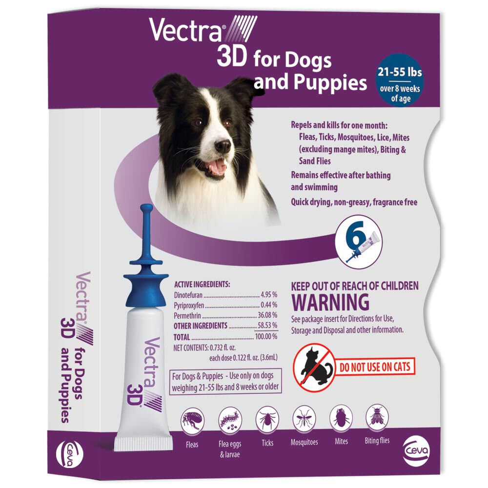 Factory 2=vectra.6 doses--Vectra Dogs 21-55lbs Spot on Flea Treatment over 8 weeks age