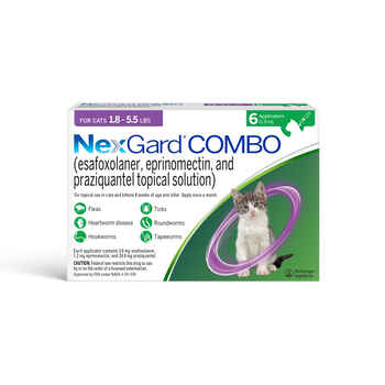 NexGard COMBO for Cats 1.8-5.5 lbs. (Purple Box) 6 Doses (6 Month Supply) product detail number 1.0