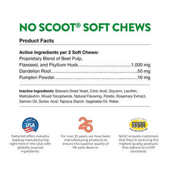 NaturVet No Scoot Plus Pumpkin Soft Chews for Dogs - 60 ct Soft Chews