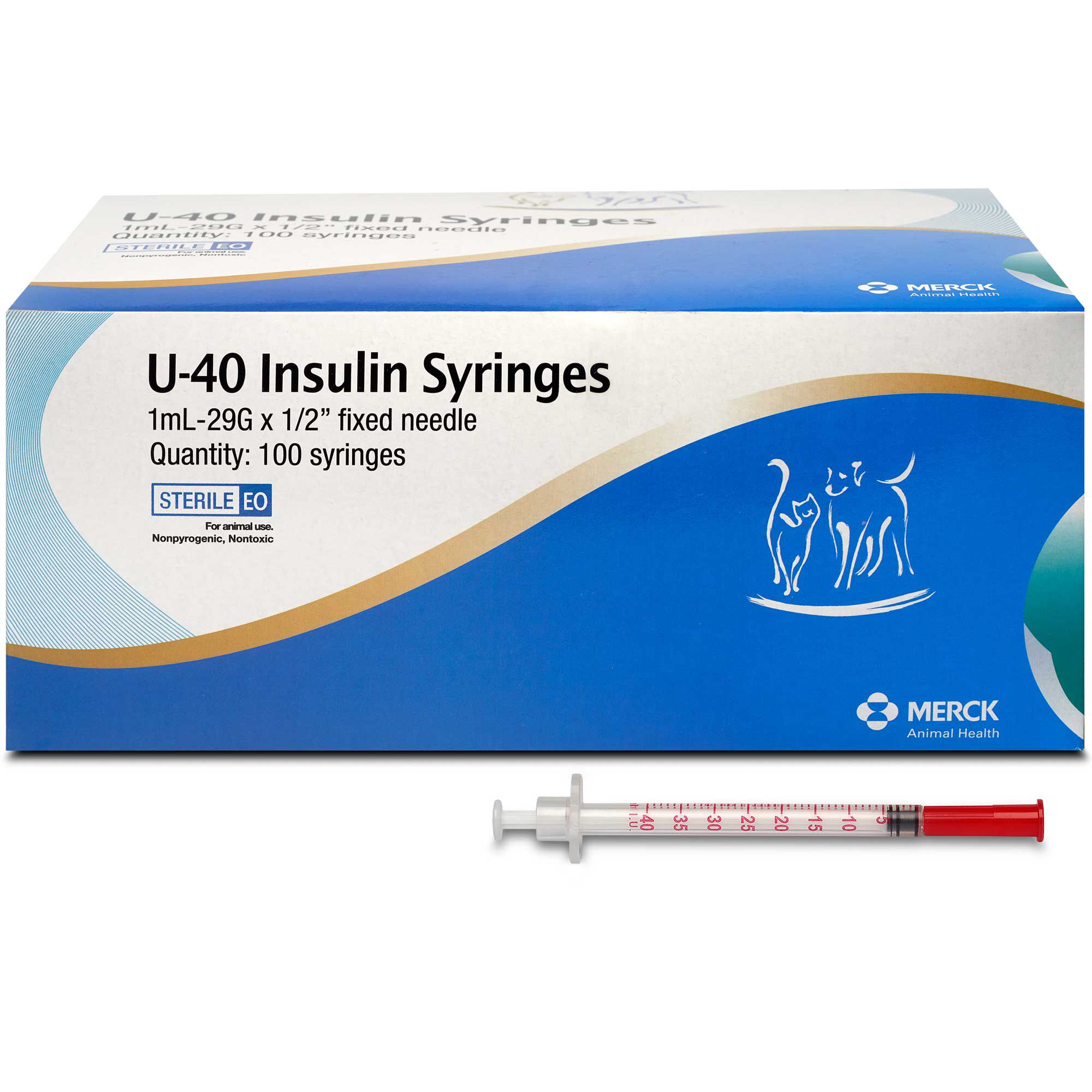 Insulin U 40 Syringes 1 ml 29g x 1 2 Fixed Needle 100 ct 1800PetMeds