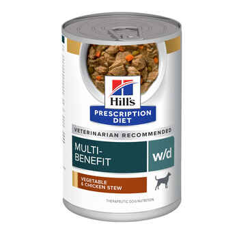 Hill's Prescription Diet w/d Multi-Benefit Digestive + Weight + Glucose + Urinary Management Vegetable & Chicken Stew Wet Dog Food - 12.5 oz Cans - Case of 12 product detail number 1.0