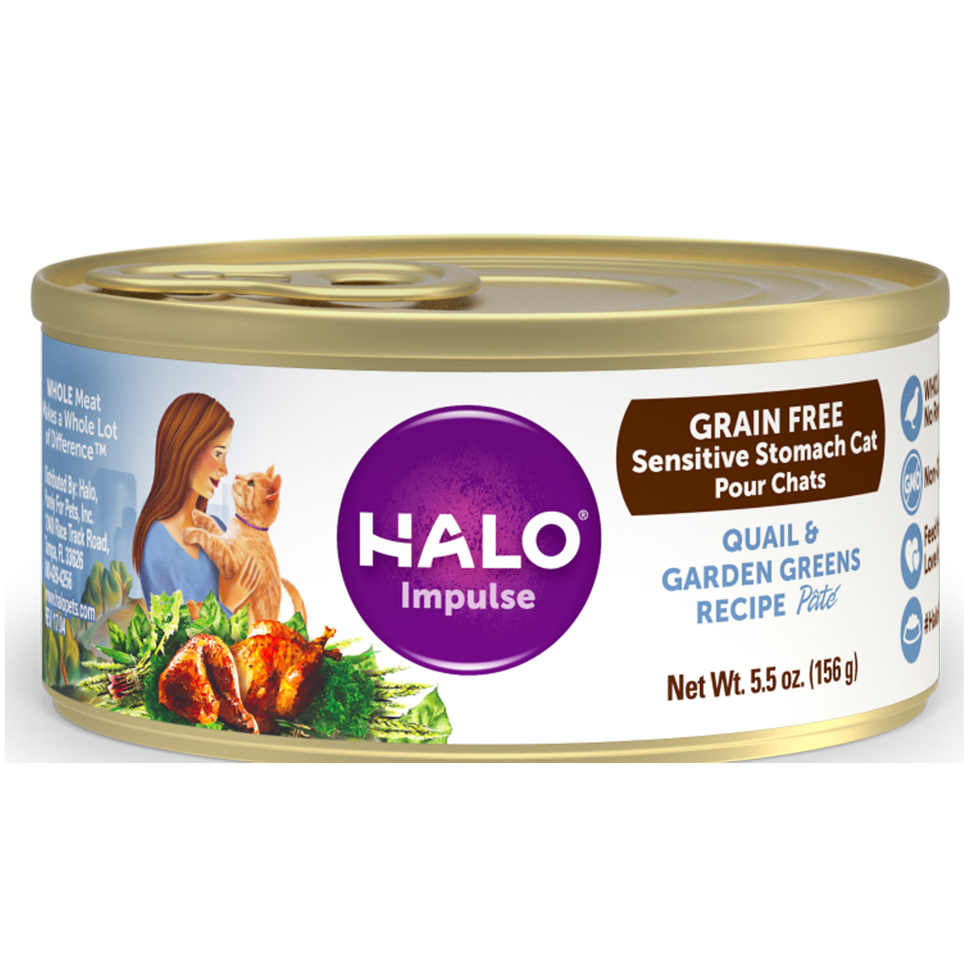 Halo Sensitive Stomach Grain Free Quail Garden Greens Pate