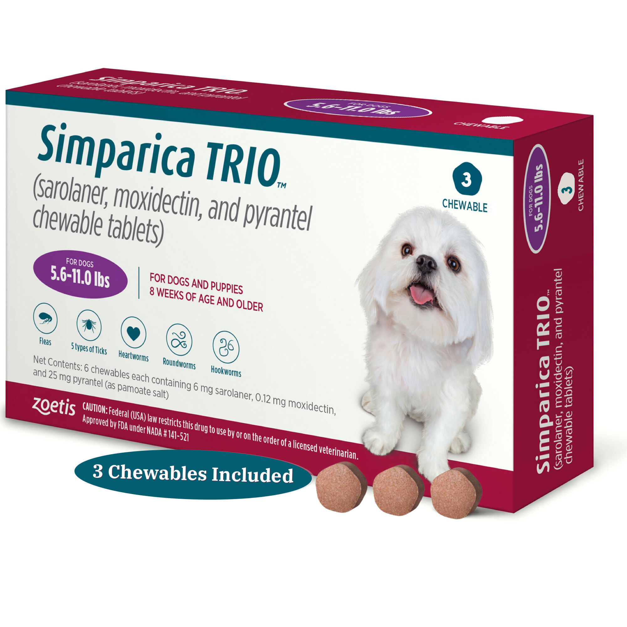 Simparica TRIO 1pk 2.8 5.5 lbs Chew 1800PetMeds