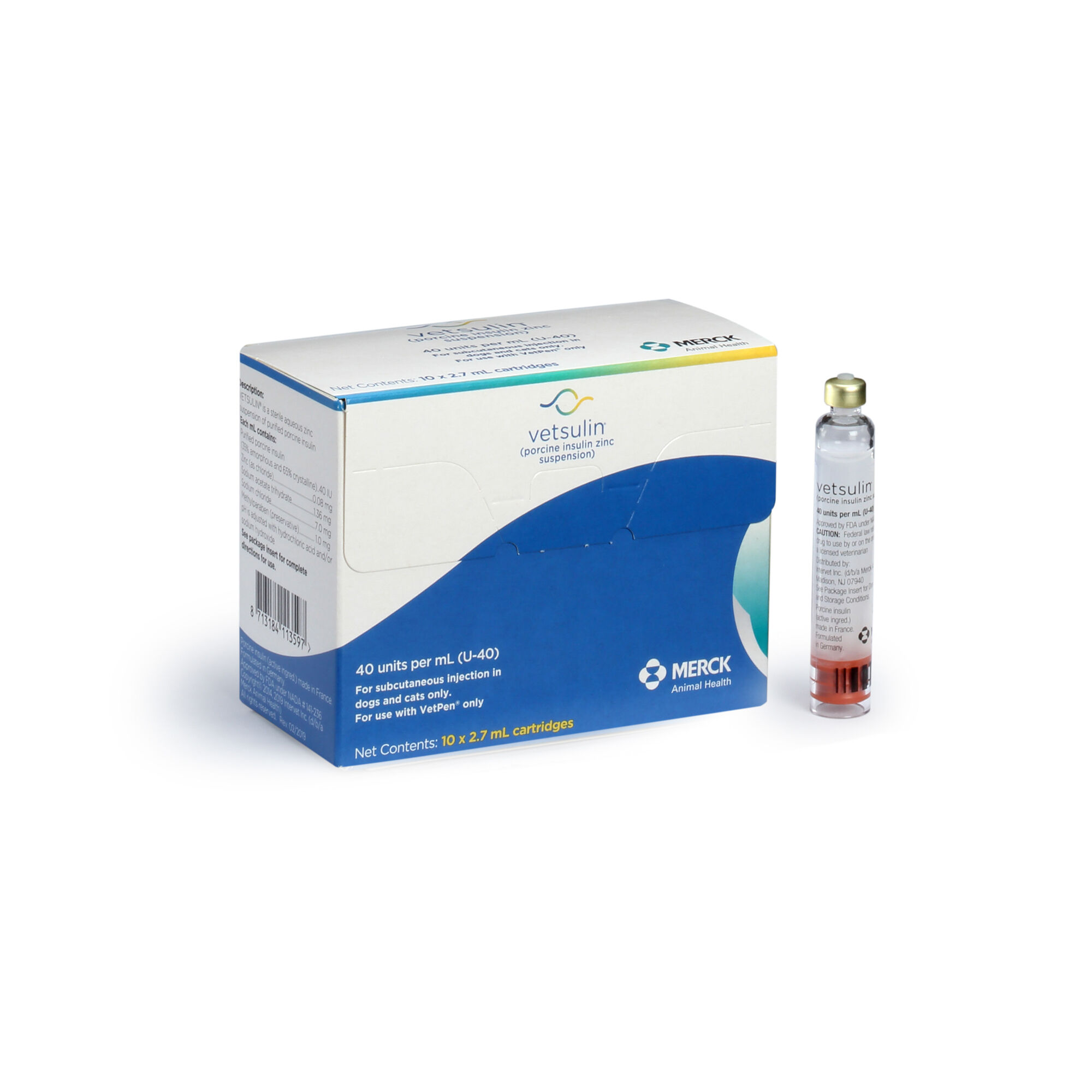 Vetsulin Insulin Vetpen Cartridge U 40 mL 10 x 2.7mL Cartridges