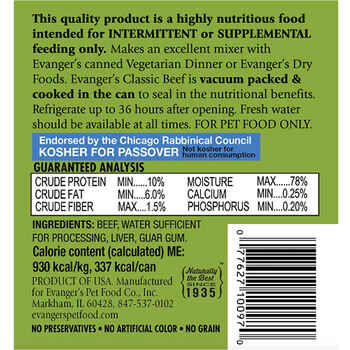 Evangers Heritage Classics Grain Free Beef Canned Dog Food 12.5 oz, Case of 12