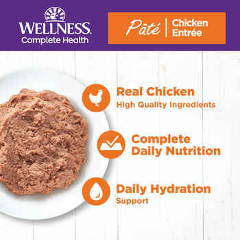 Wellness Complete Health Natural Grain Free Chicken Entree Pate Wet Cat Food - 3 oz Cans - Case of 24