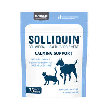 Nutramax Solliquin Calming Behavioral Health Supplement - With L-Theanine, Magnolia / Phellodendron, and Whey Protein Concentrate Small to Medium Dogs and Cats, 75 Soft Chews product detail number 1.0