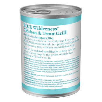 Blue Buffalo BLUE Wilderness Adult Chicken & Trout Grill Wet Dog Food 12.5 oz Can - Case of 12