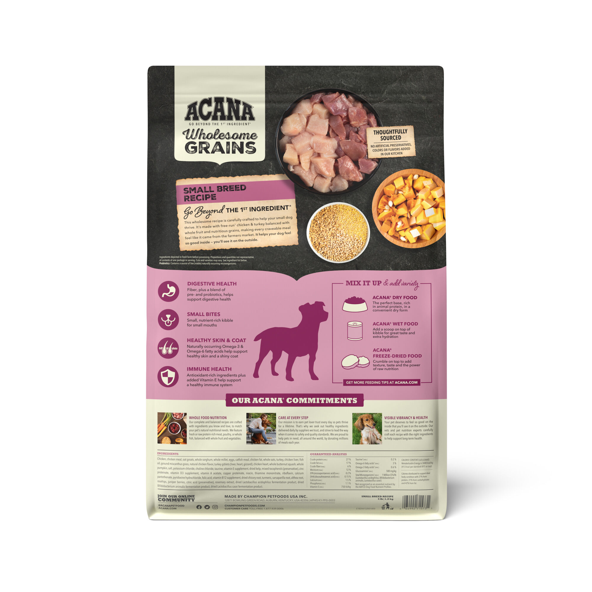 ACANA Wholesome Grains Small Breed Dry Dog Food 4 lb Bag 1800PetMeds