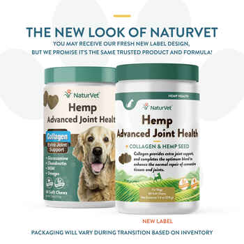 NaturVet Hemp Advanced Joint Health Supplement with Collagen for Dogs 60 ct