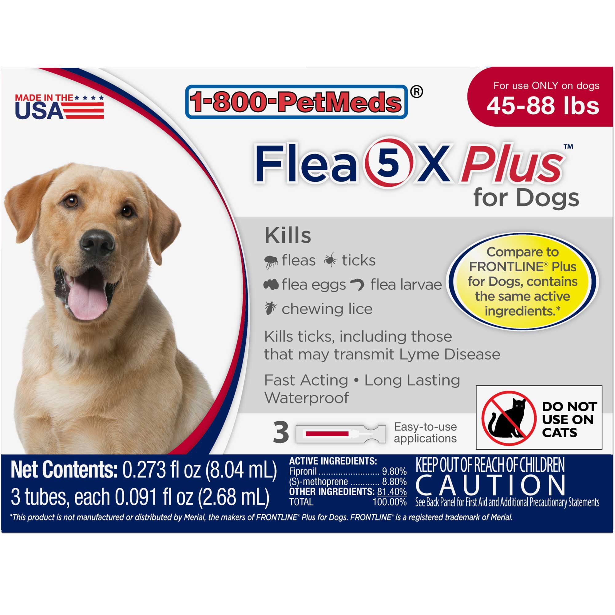 Flea5X Plus 3pk Dogs 45 88 lbs 1800PetMeds