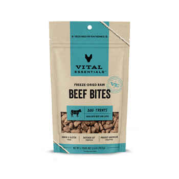 Vital Essentials Freeze Dried Raw Beef Bites Dog Treats 2.5 oz Bag