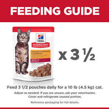 Hill's Science Diet Adult Chicken & Spinach Casserole Wet Cat Food Pouches - 2.8 oz Pouches - Pack of 24