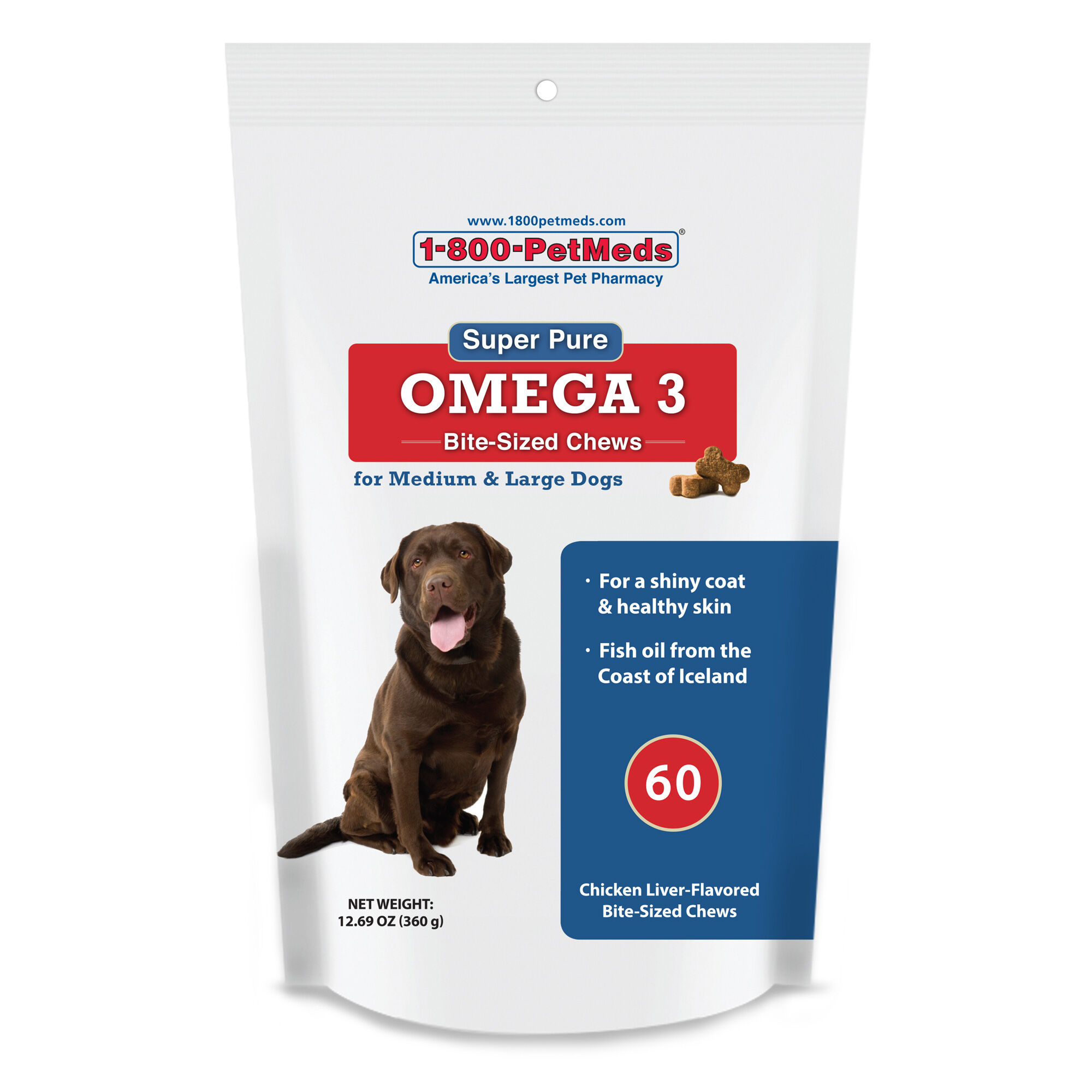 Super Pure Omega 3 Bite Sized Chews Med Large Dogs 60 ct