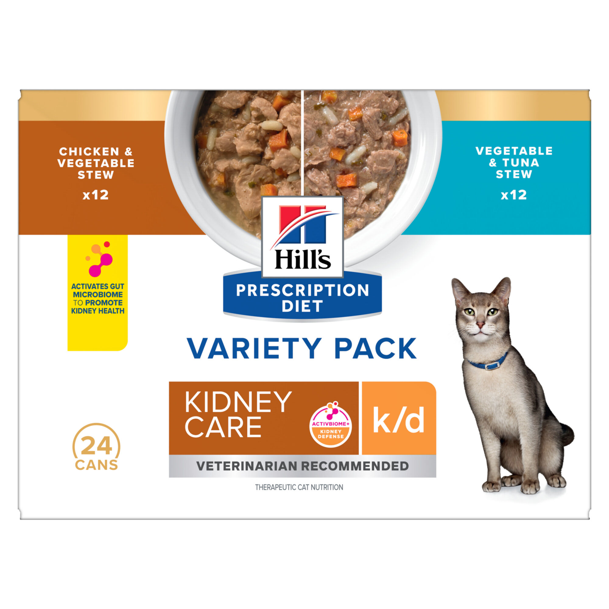 Hill s Prescription Diet k d Kidney Care Stew Variety Pack Wet Cat Food 2.9 oz Can Case of 24