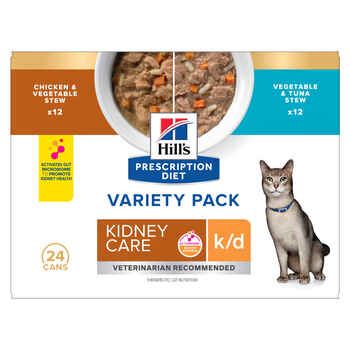 Hill's Prescription Diet k/d Kidney Care Chicken and Vegetable Stew Variety Pack Wet Cat Food - 2.9 oz Cans - Case of 24 product detail number 1.0
