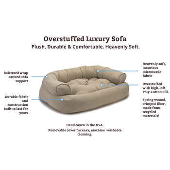 Snoozer Overstuffed Luxury Pet Sofa in Microsuede - Buckskin - Small