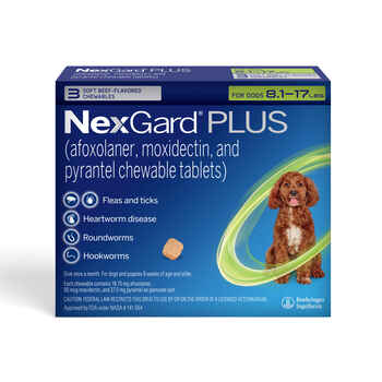 NexGard® PLUS CHEWS For Dogs 8.1 to 17 lbs. (Green Box) 3 Chews (3 Month Supply) product detail number 1.0