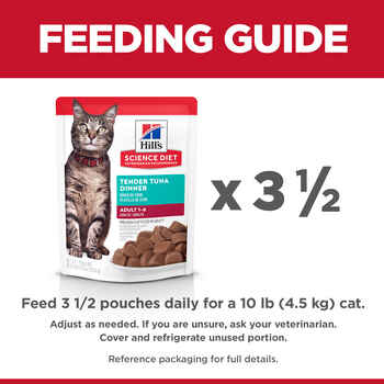 Hill's Science Diet Adult Tender Tuna Dinner Wet Cat Food Pouches - 2.8 oz Pouches - Pack of 24