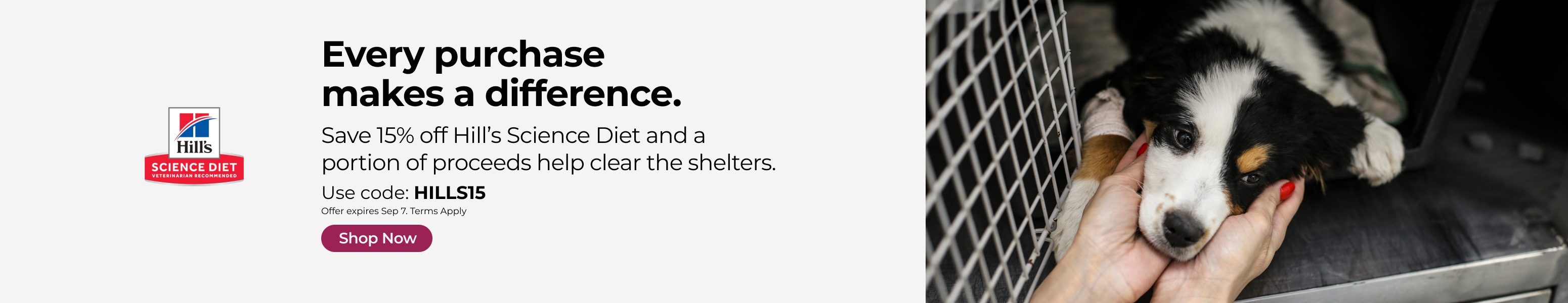 Save 15% & help shelter pets